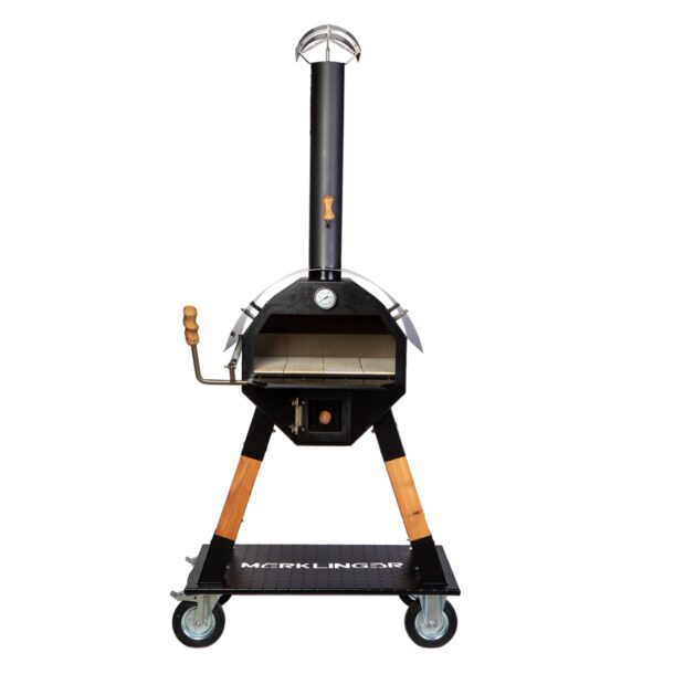 Merklinger Holzbackofen Grill Pizzaofen Brotbackofen 600 mit vier Schamottsteinen und geöffneter Tür
