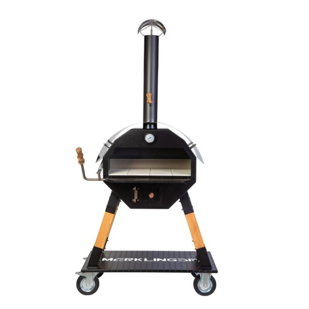 Merklinger Holzbackofen Grill Pizzaofen Brotbackofen 800 Frontalansicht mit vier Schamottsteinen